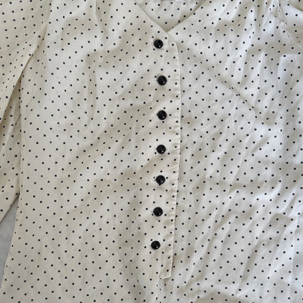 Vintage Young Edwardian by Arpeja Babydoll Mini Dress Polka Dot Flare Sleeves - Picture 11 of 14